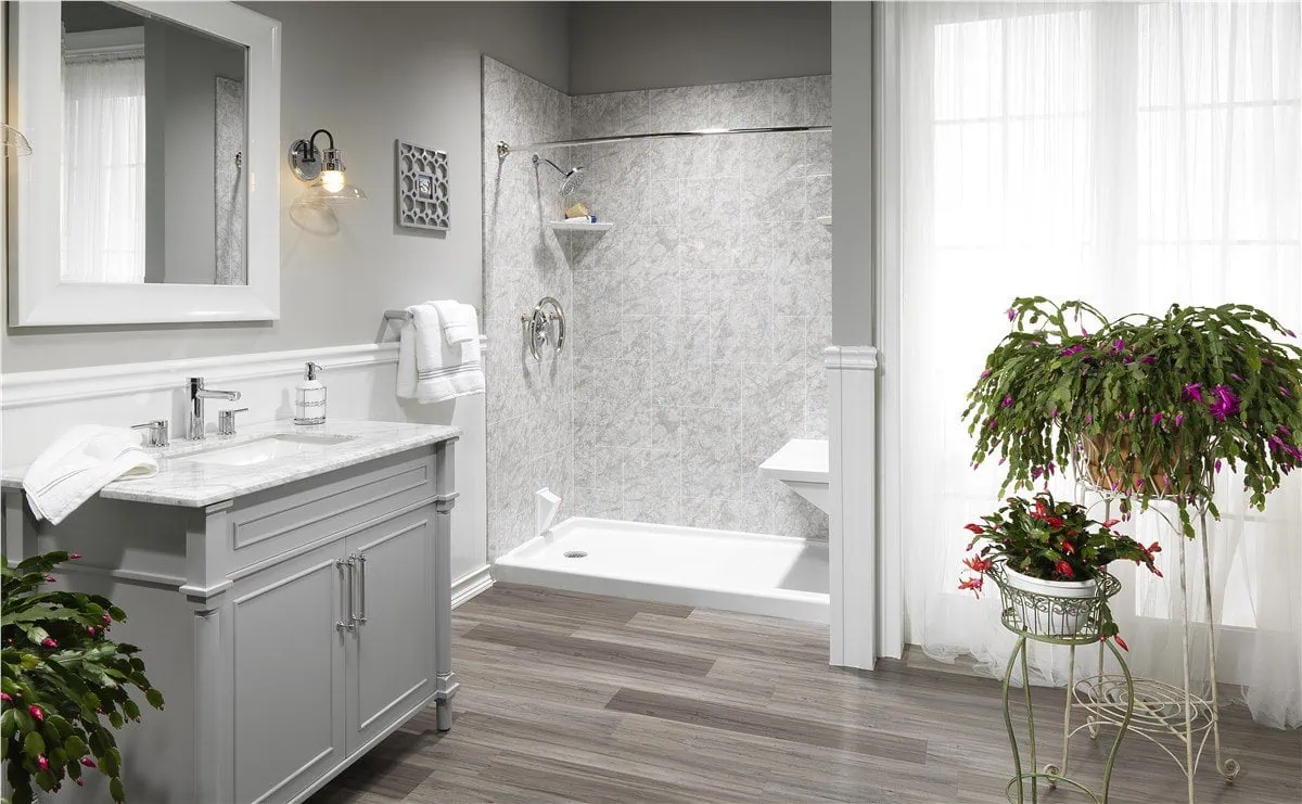 Walk-in shower installation in Upstate South Carolina with clean finish and modern design